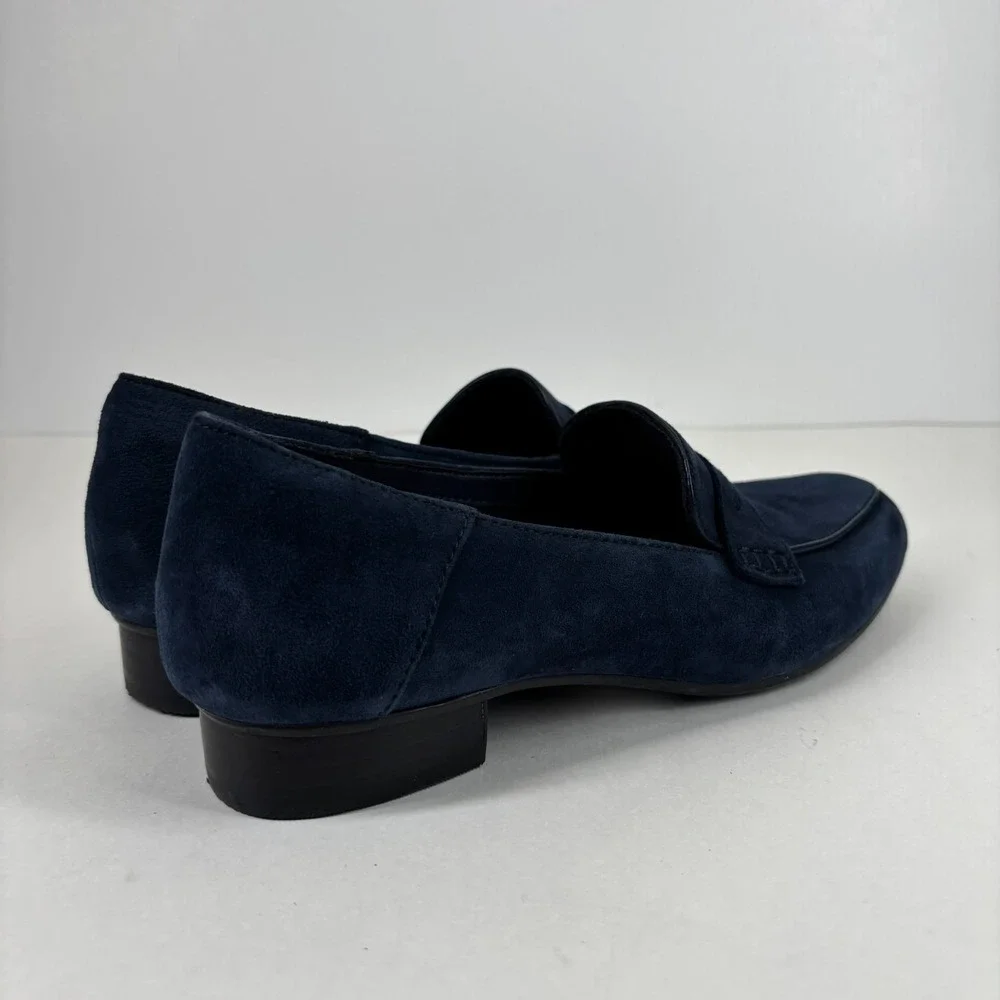 Clarks Keesha Cora Women's US 7.5M Navy Suede Comfort‎ Slip-On Penny Loafers
